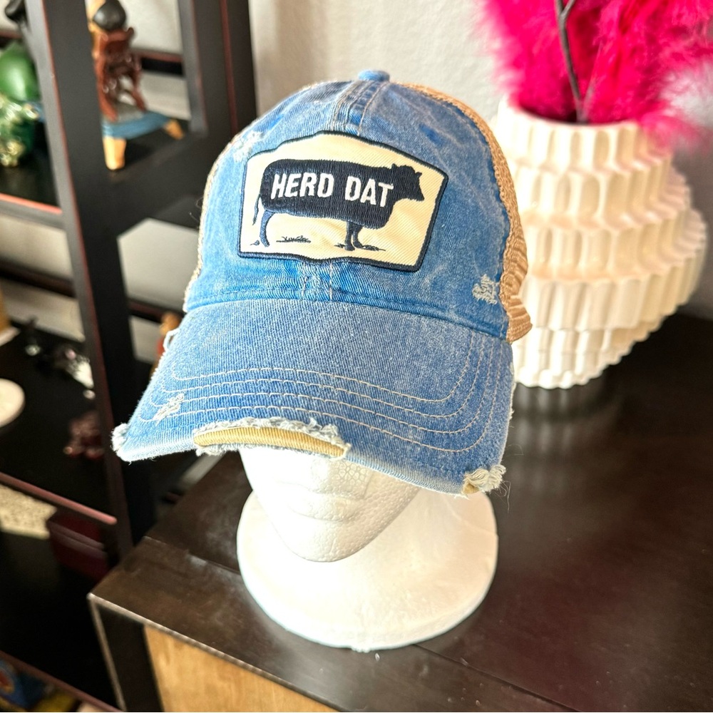 Mason Jar Herd Dat Trucker Distressed Hat